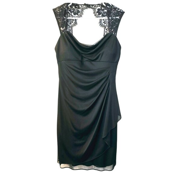DRESSBARN Collection Black A- Line Cocktail Lace Cut Out Dress - Picture 1 of 6